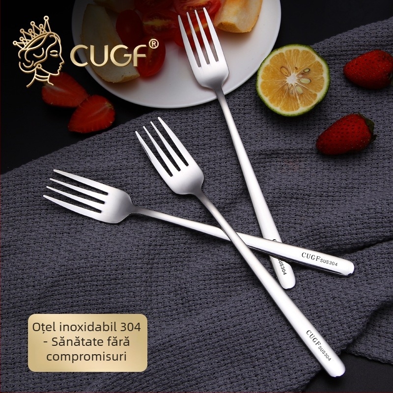 Furculiță pentru fructe, oțel inoxidabil 304, stil occidental, suprafață lustruită oglinditoare, marcă Cugf/Chef Guifei