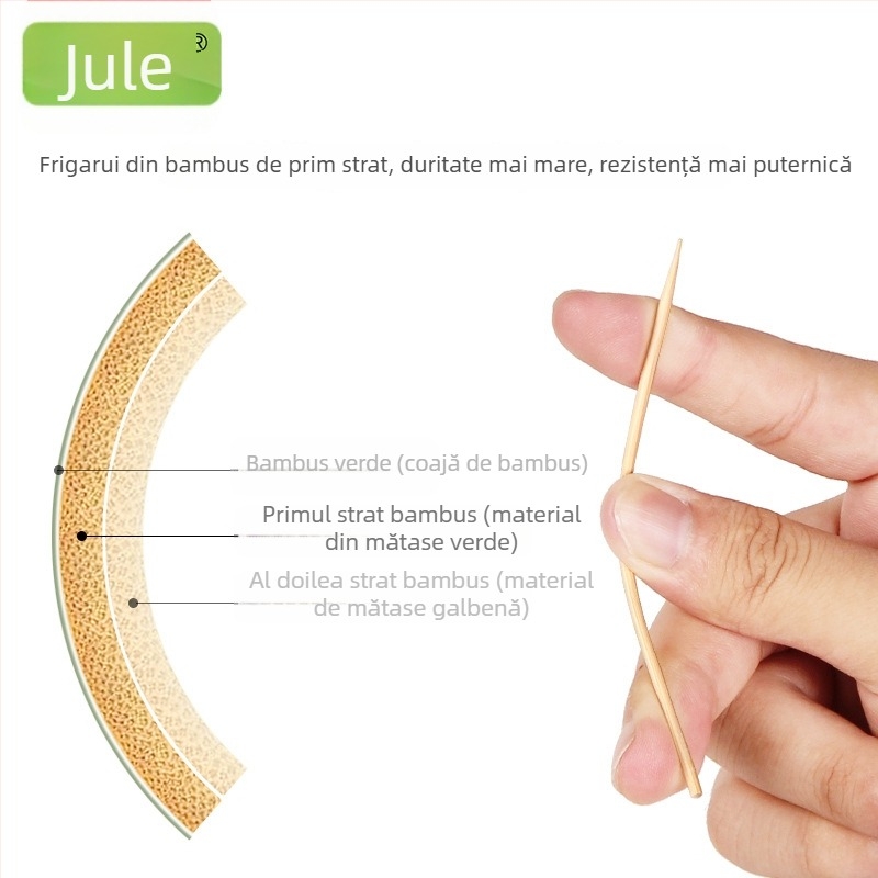 Scobitori din bambus pentru fructe, set ambalat în cutie, Bamboo Jule, culoare solidă, pentru adulți