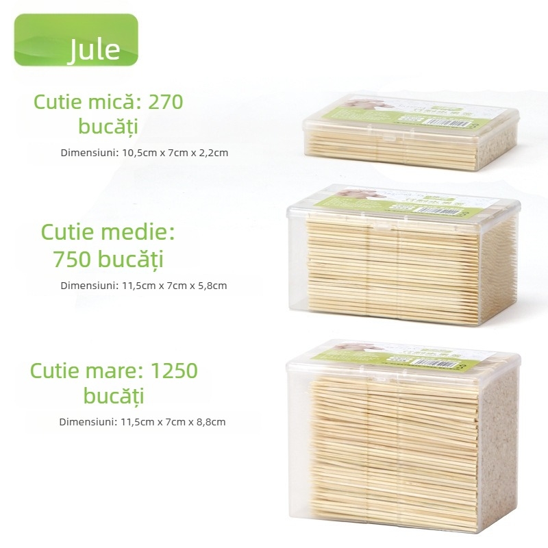Scobitori din bambus pentru fructe, set ambalat în cutie, Bamboo Jule, culoare solidă, pentru adulți
