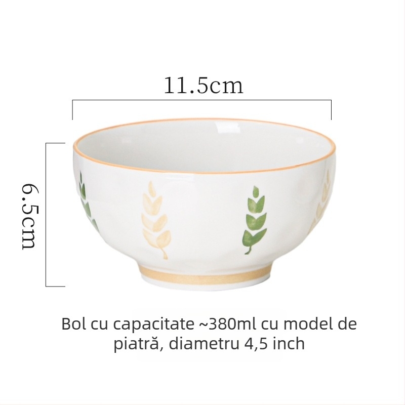 Set ceramic de veselă de masă (farfurii și boluri) – stil chinezesc, design simplu, motiv norocos, farfurii universale