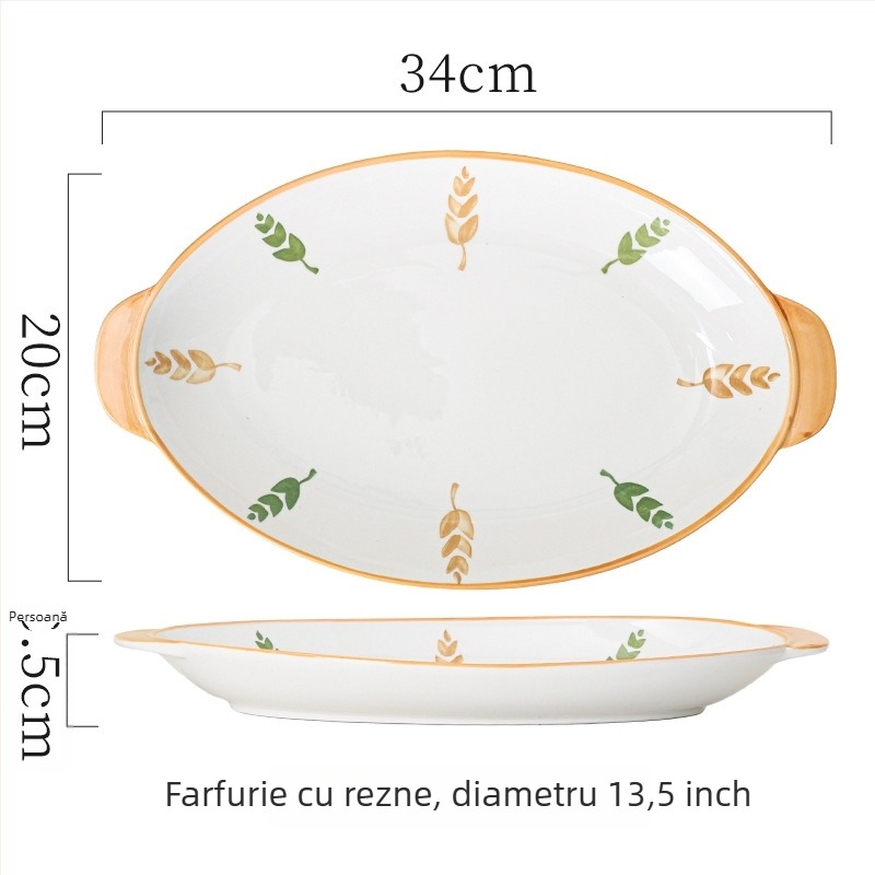 Set ceramic de veselă de masă (farfurii și boluri) – stil chinezesc, design simplu, motiv norocos, farfurii universale