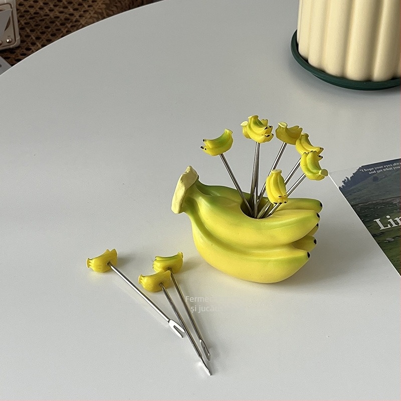 Set de furculițe pentru fructe din oțel inoxidabil, stil Instagram, design proaspăt și drăguț