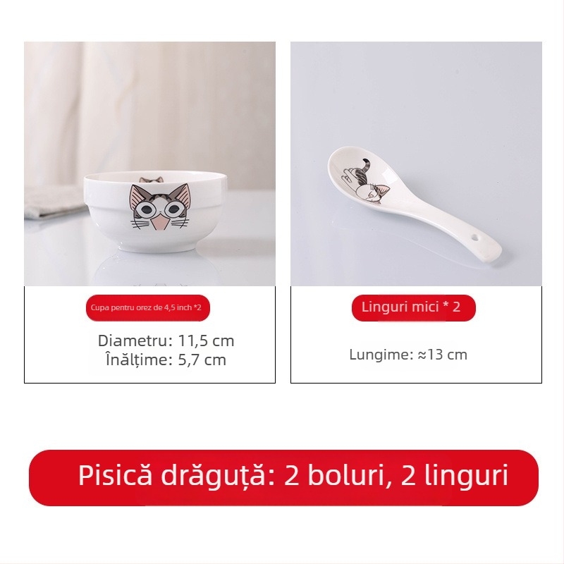 Set de veselă din porțelan pentru masă — boluri, farfurii și bețișoare, design simplu, stil nou chinezesc