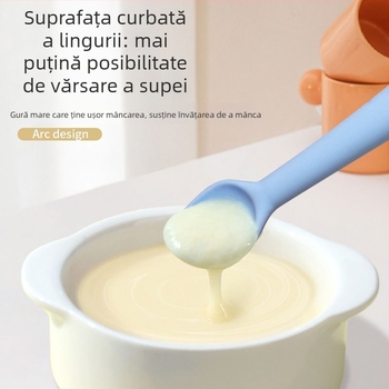 Linguriță de hrănire pentru bebeluși, silicon alimentar, design cu dinozaur, pentru bebeluși peste 6 luni, set de 1, greutate 20 g