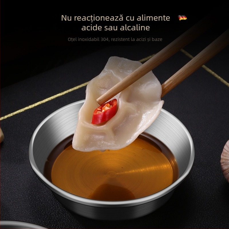 KUNZHAN castron pentru condimente din oțel inoxidabil, rotund, culoare solidă, suprafață periată, compatibil cu cuptorul cu microunde