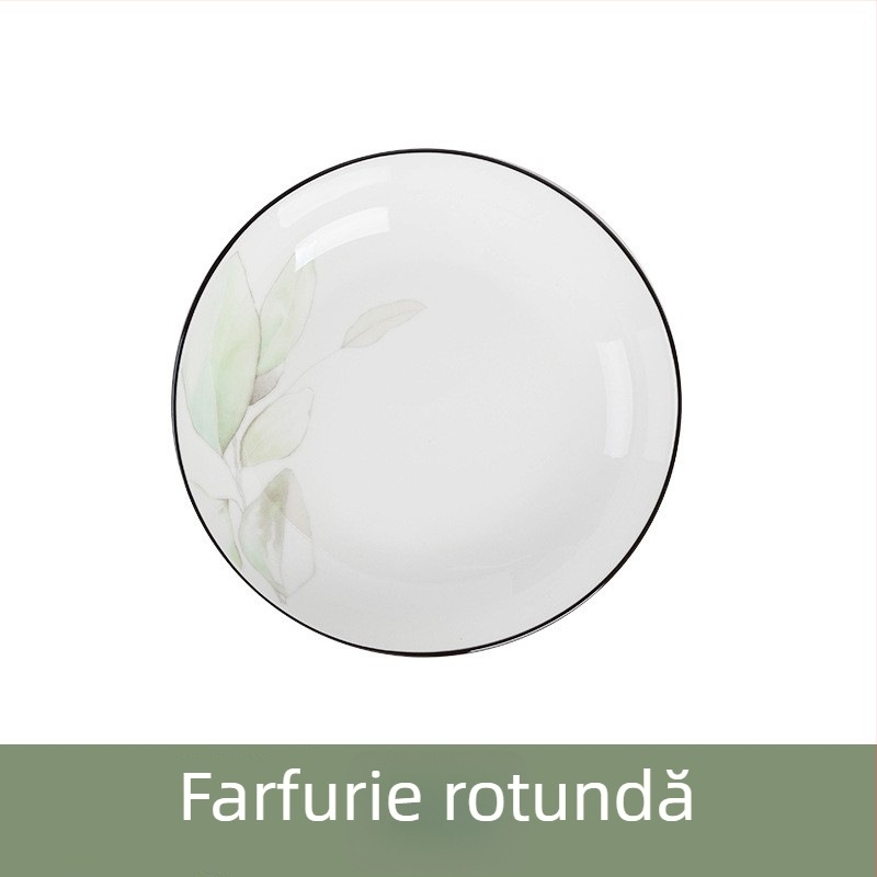 Baichuang farfurii din porțelan, set de 10 bucăți, diametru 18 cm, model floral, veselă de masă în stil chinezesc