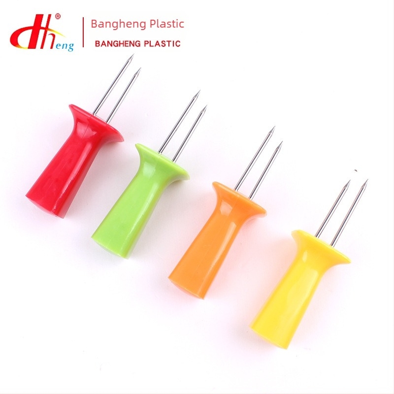 DHENG Furculiță de fructe cu mâner PP și vârfuri din oțel inoxidabil — grătar în aer liber, model DH-D10