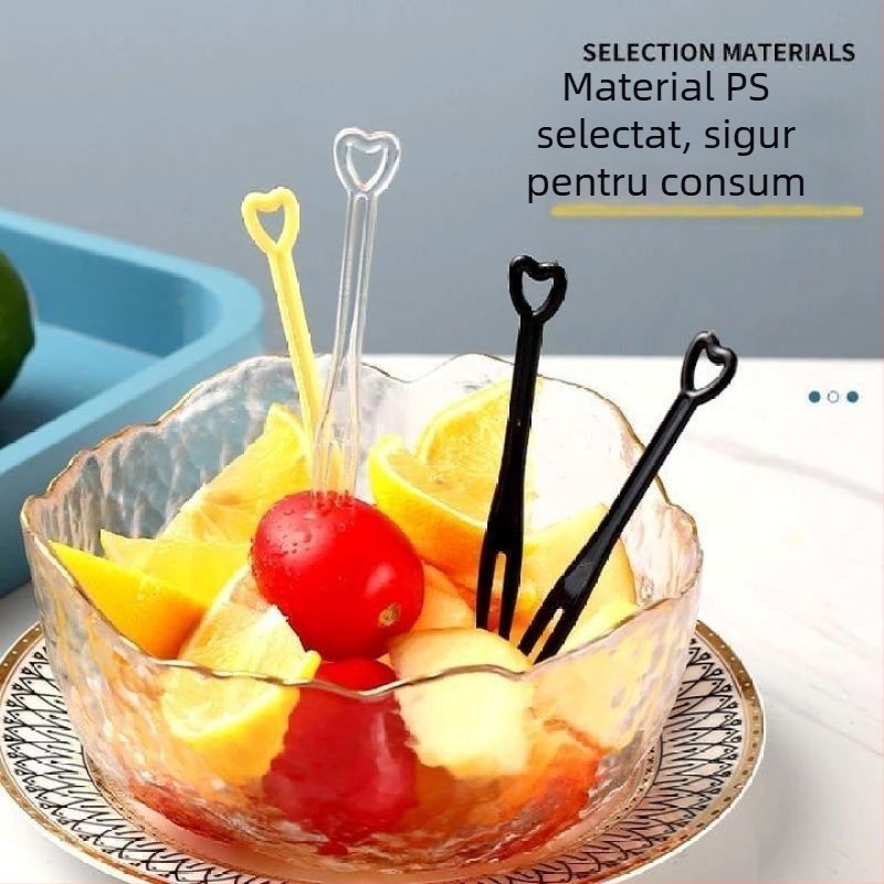 Furculițe de fructe din plastic, de unică folosință, mici furculițe pentru desert, transparente, ambalate individual