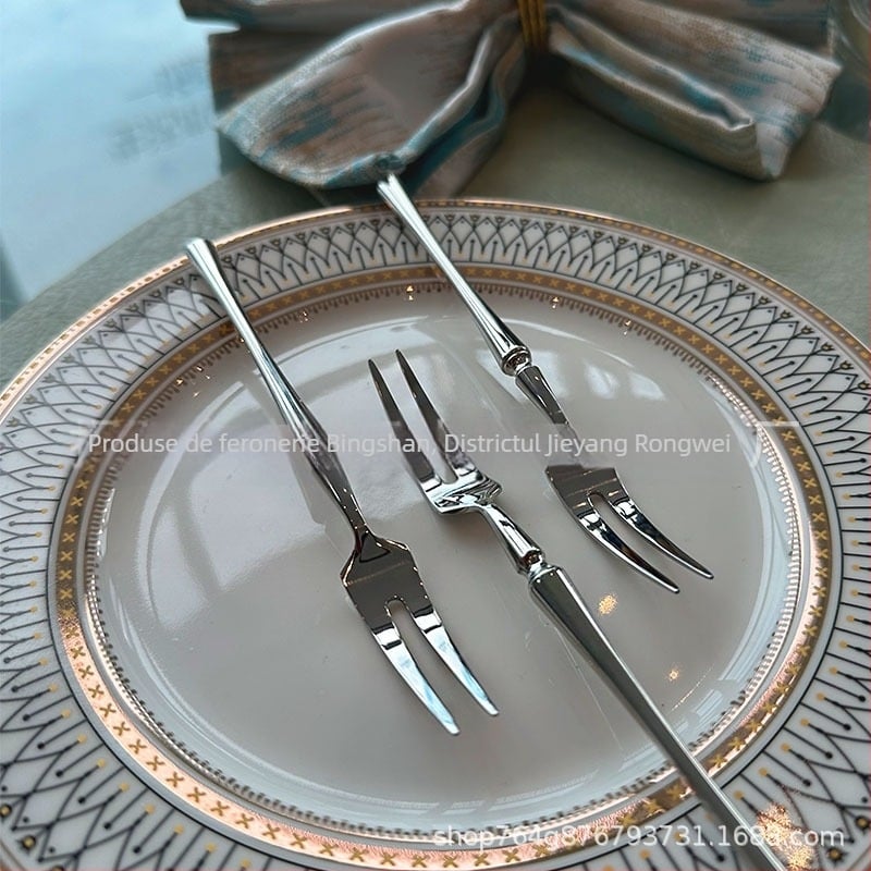 Furculiță pentru fructe din oțel inoxidabil 304 – design elegant, minimalist, set de masă occidental pentru hotel, dimensiune mică, finisaj oglindit