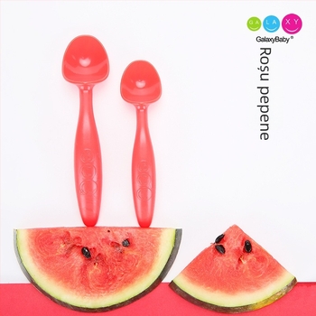 Galaxy Baby set de 2 linguri curbate pentru bebeluși, linguri de antrenament din PP, pentru copii de la 3 luni