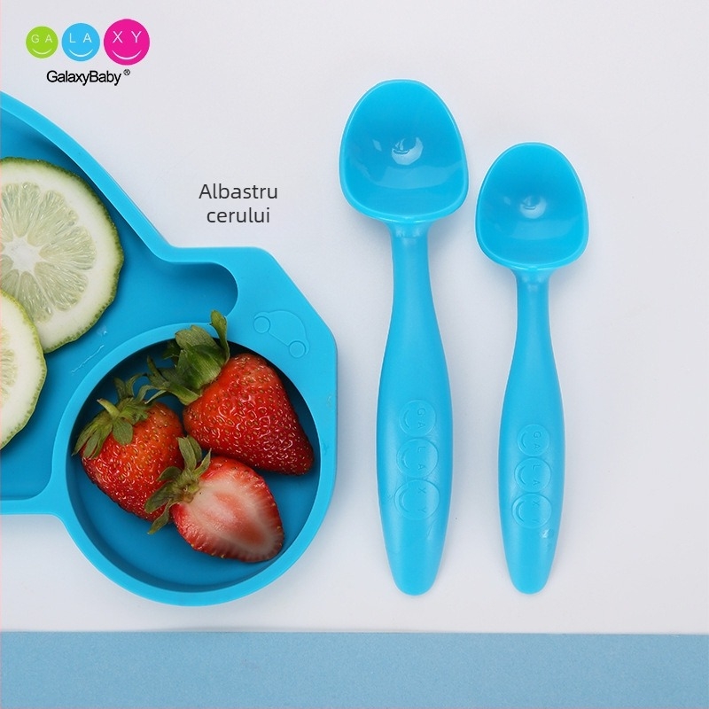 Galaxy Baby set de 2 linguri curbate pentru bebeluși, linguri de antrenament din PP, pentru copii de la 3 luni