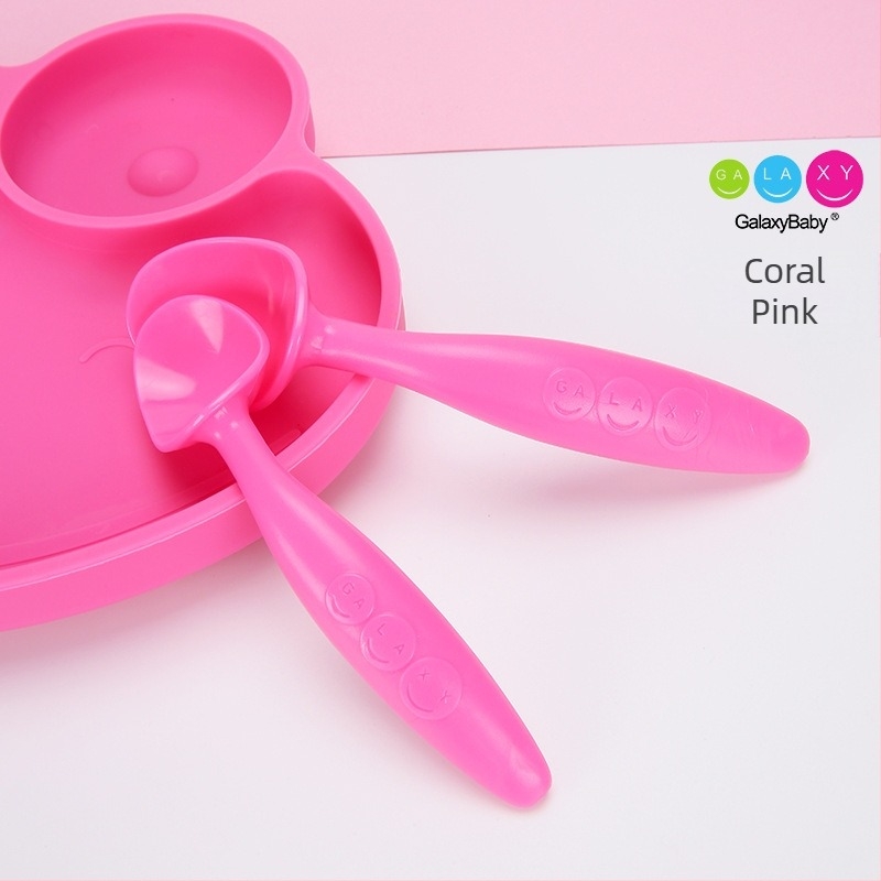 Galaxy Baby set de 2 linguri curbate pentru bebeluși, linguri de antrenament din PP, pentru copii de la 3 luni