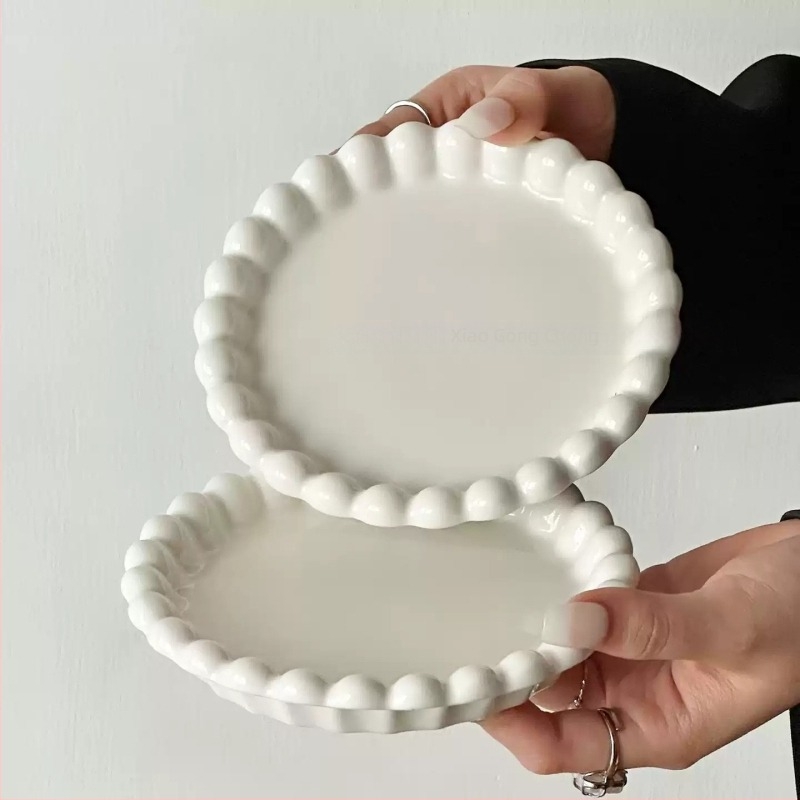 Mori chi farfurie ceramică plată, rotundă, stil minimalist modern, personalizabilă, nu este compatibilă cu microundele