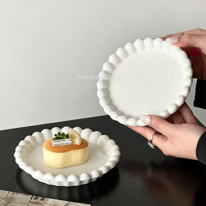 Mori chi farfurie ceramică plată, rotundă, stil minimalist modern, personalizabilă, nu este compatibilă cu microundele