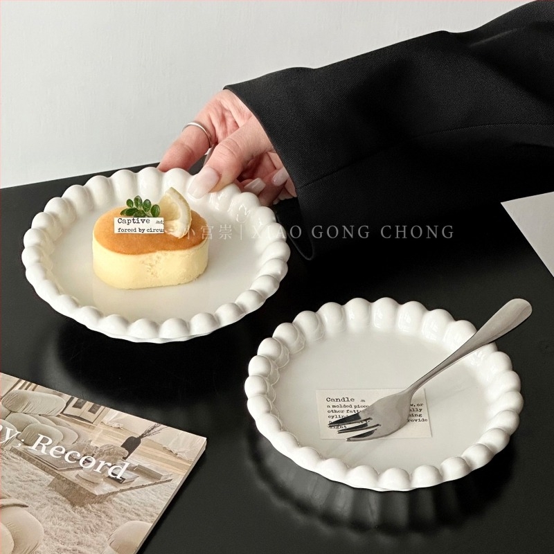Mori chi farfurie ceramică plată, rotundă, stil minimalist modern, personalizabilă, nu este compatibilă cu microundele