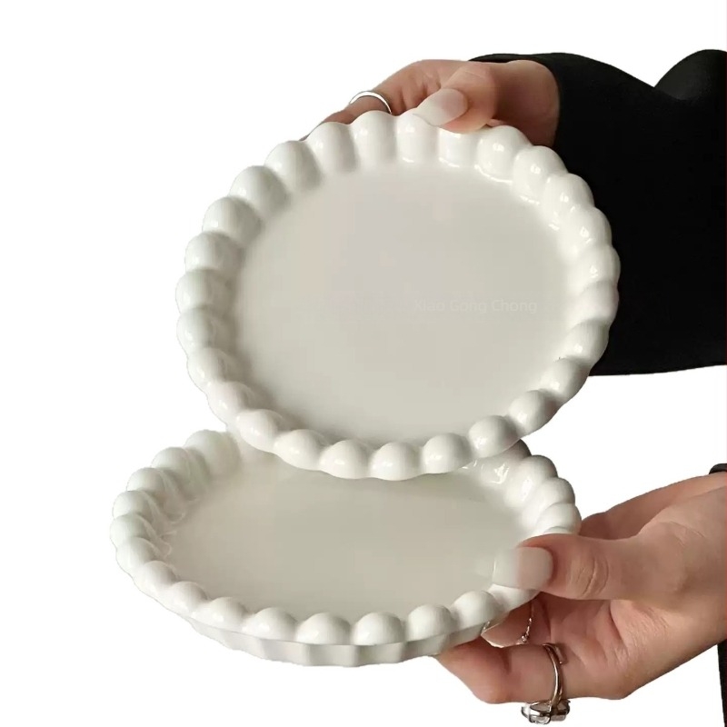 Mori chi farfurie ceramică plată, rotundă, stil minimalist modern, personalizabilă, nu este compatibilă cu microundele