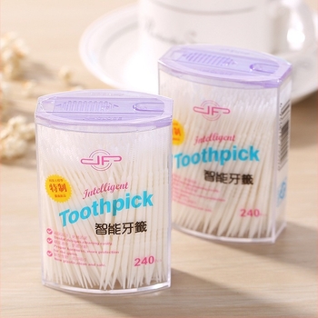 Scobitori de plastic, de unică folosință, cu capete duble, în cutie ovală
