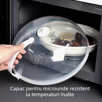 Capac de microunde, anti-stropire, rezistent la temperaturi înalte, sigur pentru alimente, păstrează alimentele proaspete