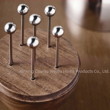 Set de furculițe pentru fructe din oțel inoxidabil cu mâner din nuc, inspirat de design scandinav, stil retro luxos, pentru adulți