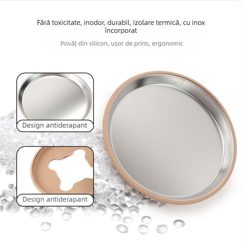 Yuzus set de masă pentru bebeluși din oțel inoxidabil 304 – toate într-unul, farfurie anti-alunecare, 5 piese, pentru copii peste 3 luni