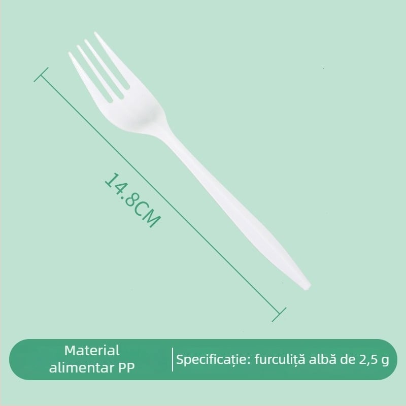 Tacâmuri de unică folosință din PP, ambalate individual, pachet de 1000, pentru prăjituri, fructe și friptură