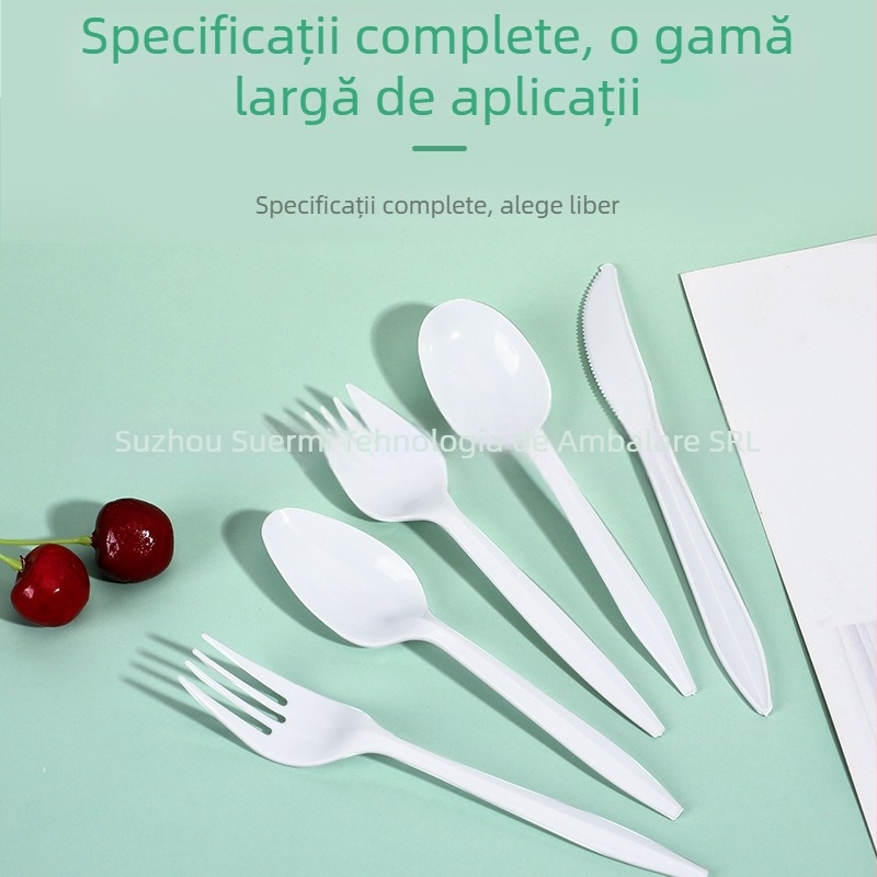 Tacâmuri de unică folosință din PP, ambalate individual, pachet de 1000, pentru prăjituri, fructe și friptură