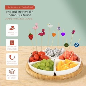 Frigărui din bambus, de unică folosință – stil modern minimalist, model desen animat, finisaj lustruit cu apă