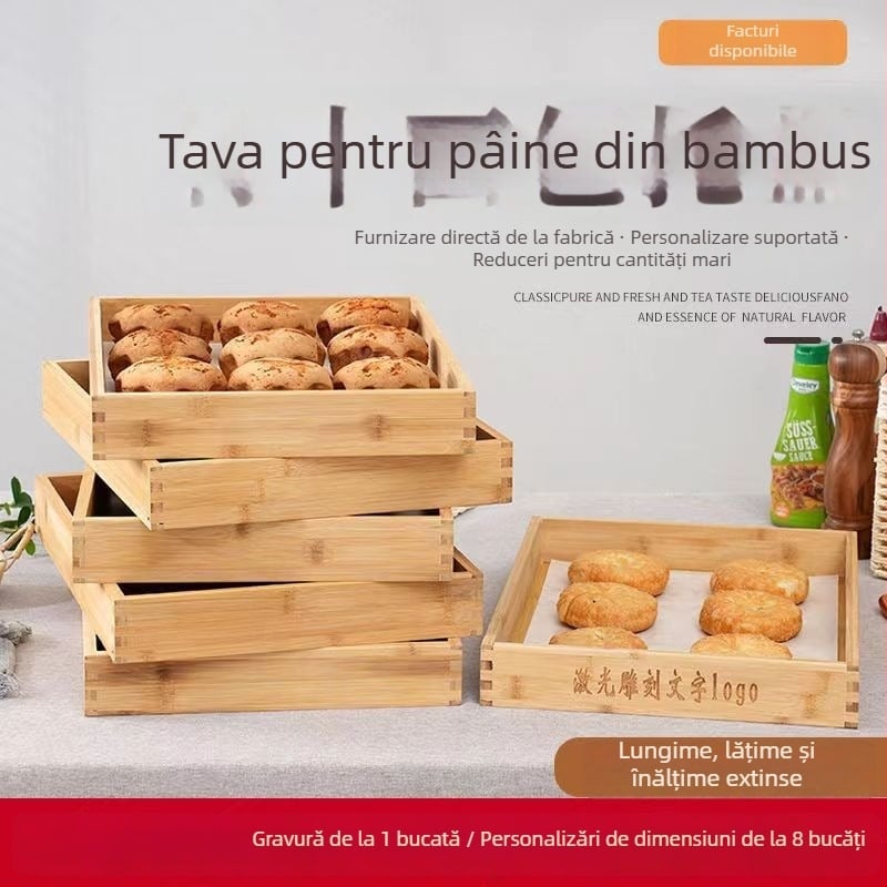 Tava de ceai Bochen din lemn – lemn masiv, formă pătrată, stil modern minimalist, modele multiple, personalizare disponibilă, logo imprimat