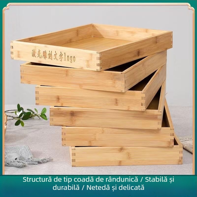 Tava de ceai Bochen din lemn – lemn masiv, formă pătrată, stil modern minimalist, modele multiple, personalizare disponibilă, logo imprimat