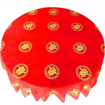 Miaolijie față de masă de unică folosință îngroșată, PE plastic, pătrat, model cu cuvinte vesele, grosime 3 mm, biodegradabil