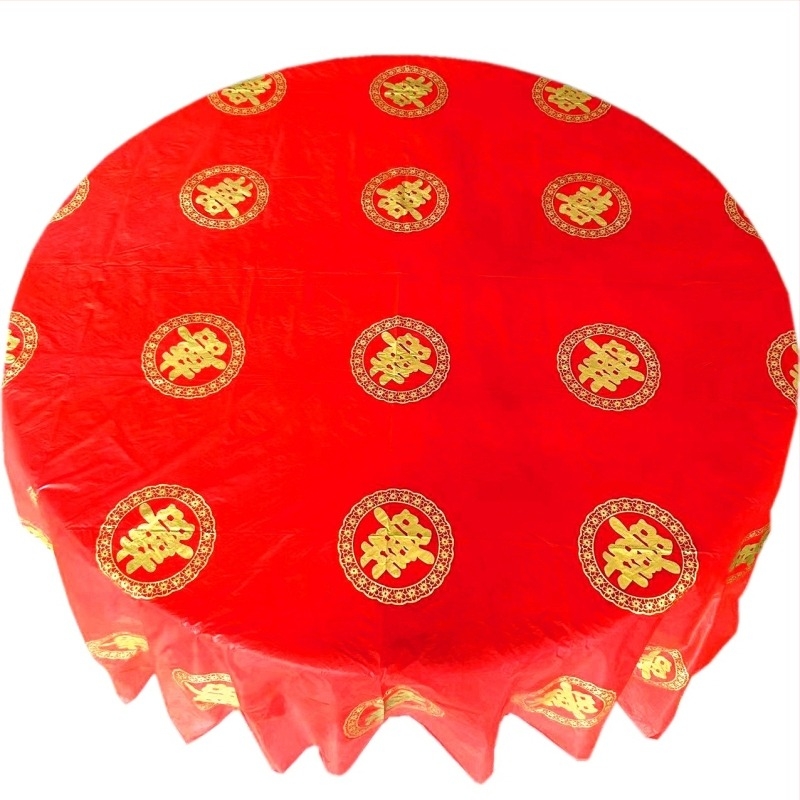 Miaolijie față de masă de unică folosință îngroșată, PE plastic, pătrat, model cu cuvinte vesele, grosime 3 mm, biodegradabil