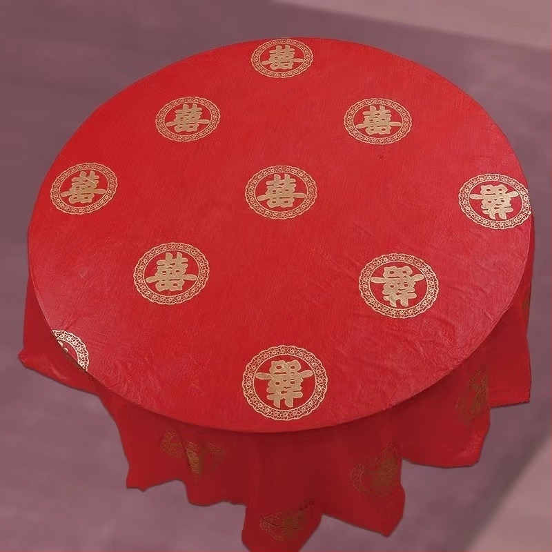 Miaolijie față de masă de unică folosință îngroșată, PE plastic, pătrat, model cu cuvinte vesele, grosime 3 mm, biodegradabil