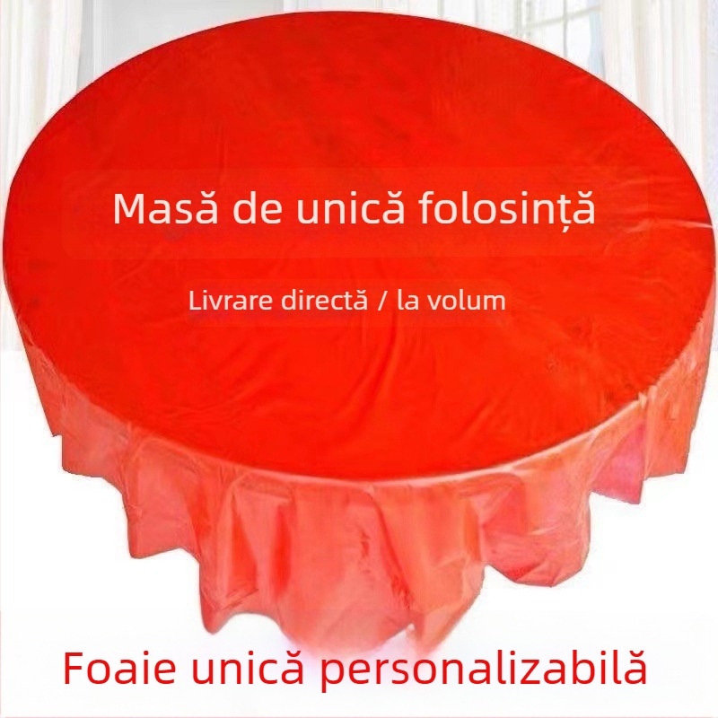 Miaolijie față de masă de unică folosință îngroșată, PE plastic, pătrat, model cu cuvinte vesele, grosime 3 mm, biodegradabil