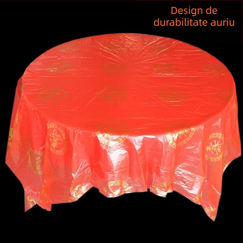 Miaolijie față de masă de unică folosință îngroșată, PE plastic, pătrat, model cu cuvinte vesele, grosime 3 mm, biodegradabil