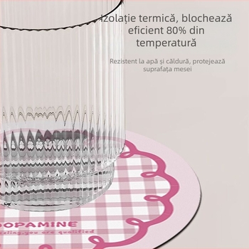 Suport rotund pentru pahar din silicon cu model în carouri — antiderapant, absorbant, izolație termică (Material: Silicon; Brand: Dushang; Serie: Coaster serie; Personalizare: Da; Tipărire logo: Da)