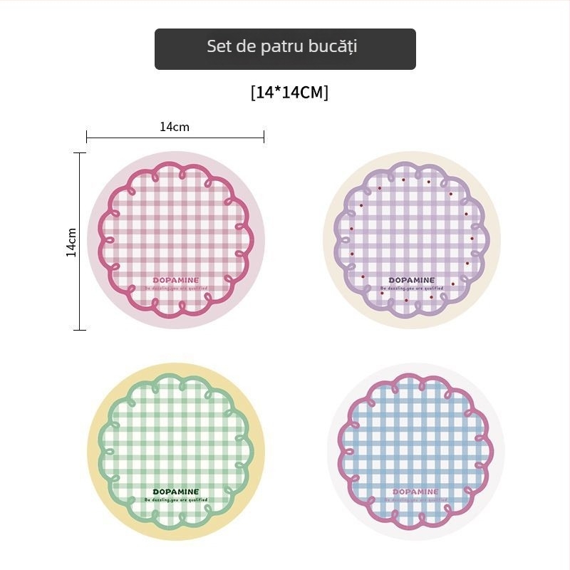 Suport rotund pentru pahar din silicon cu model în carouri — antiderapant, absorbant, izolație termică (Material: Silicon; Brand: Dushang; Serie: Coaster serie; Personalizare: Da; Tipărire logo: Da)