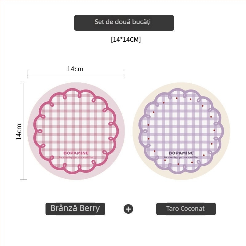 Suport rotund pentru pahar din silicon cu model în carouri — antiderapant, absorbant, izolație termică (Material: Silicon; Brand: Dushang; Serie: Coaster serie; Personalizare: Da; Tipărire logo: Da)