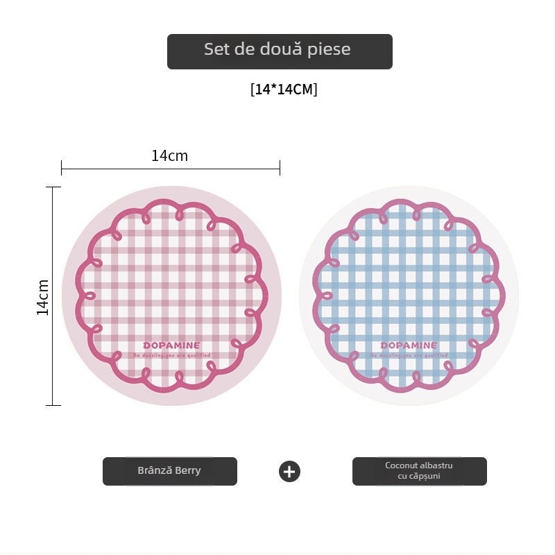 Suport rotund pentru pahar din silicon cu model în carouri — antiderapant, absorbant, izolație termică (Material: Silicon; Brand: Dushang; Serie: Coaster serie; Personalizare: Da; Tipărire logo: Da)