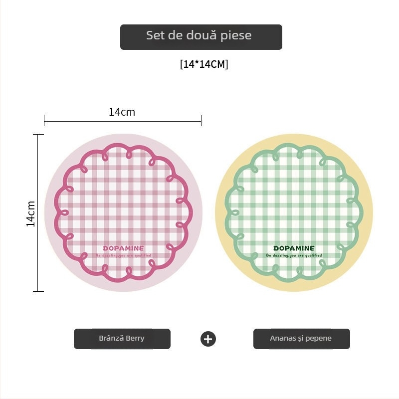 Suport rotund pentru pahar din silicon cu model în carouri — antiderapant, absorbant, izolație termică (Material: Silicon; Brand: Dushang; Serie: Coaster serie; Personalizare: Da; Tipărire logo: Da)
