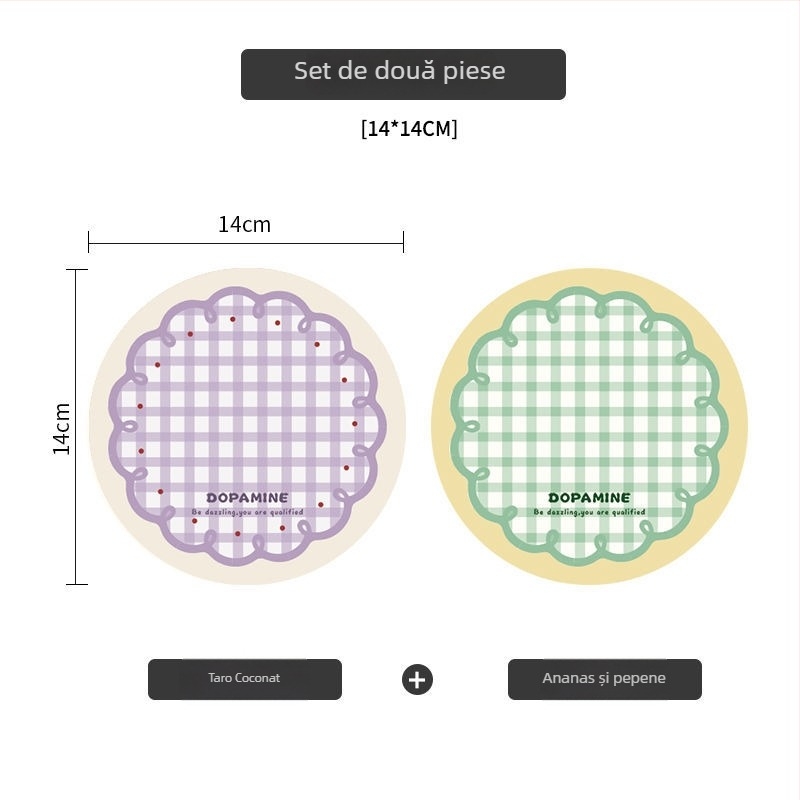 Suport rotund pentru pahar din silicon cu model în carouri — antiderapant, absorbant, izolație termică (Material: Silicon; Brand: Dushang; Serie: Coaster serie; Personalizare: Da; Tipărire logo: Da)