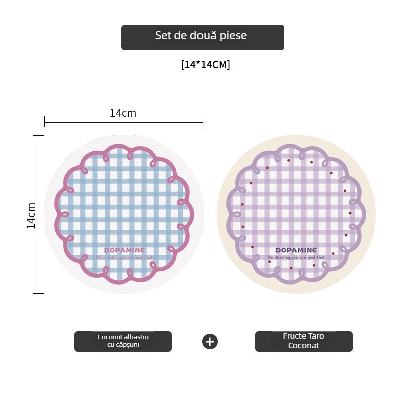 Suport rotund pentru pahar din silicon cu model în carouri — antiderapant, absorbant, izolație termică (Material: Silicon; Brand: Dushang; Serie: Coaster serie; Personalizare: Da; Tipărire logo: Da)