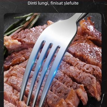 Set tacâmuri din oțel inoxidabil 316 - 3 piese: cuțit pentru friptură, furculiță, lingură, stil european