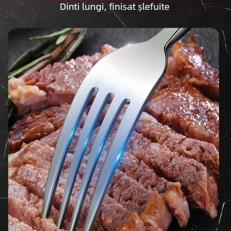 Set tacâmuri din oțel inoxidabil 316 - 3 piese: cuțit pentru friptură, furculiță, lingură, stil european