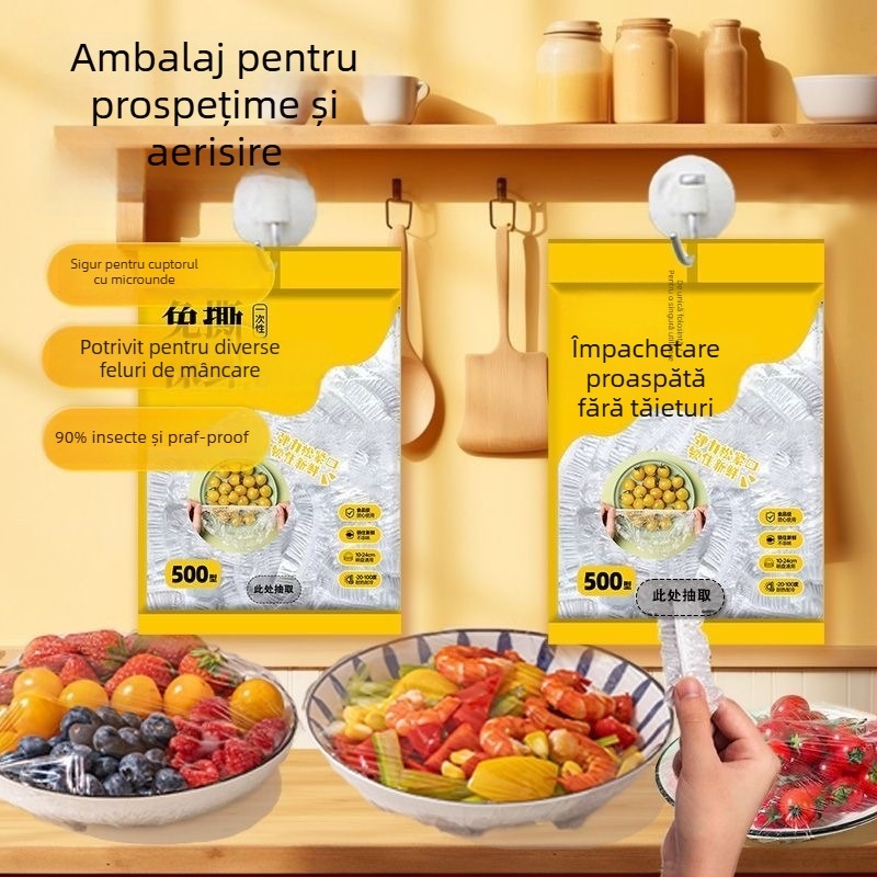 Capac pentru folie alimentară montat pe perete, de unică folosință, clasă alimentară, plastic, pentru resturi, capac pentru bol, protecție împotriva prafului, 12+ bucăți