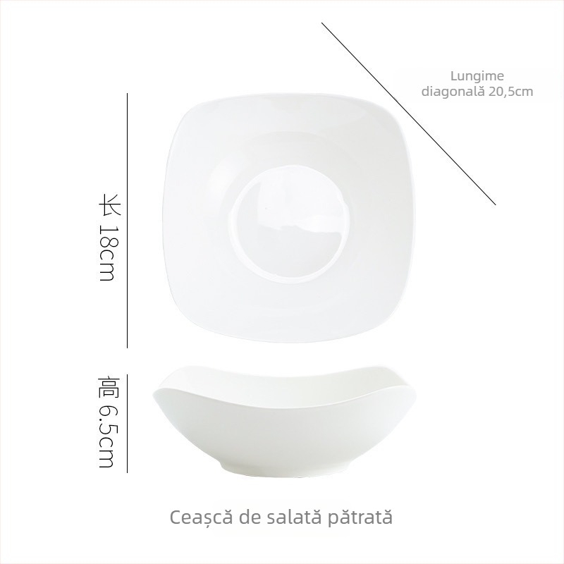Set ceramic Nordic Ins cu farfurie cu patru colțuri și bol cu picioare ridicate, pentru salate, feluri reci și supe. Lansat în 2023.