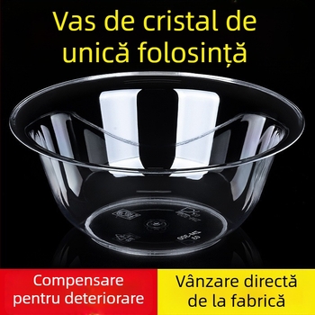 Bol din plastic de unică folosință, rotund, capacitate 300-400 ml, pachet de 50 bucăți, origine locală