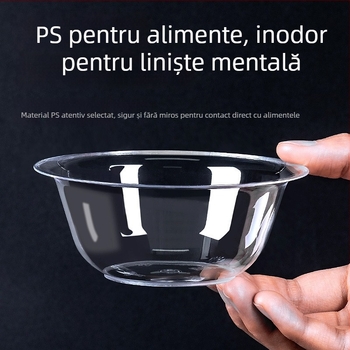 Bol din plastic de unică folosință, rotund, capacitate 300-400 ml, pachet de 50 bucăți, origine locală
