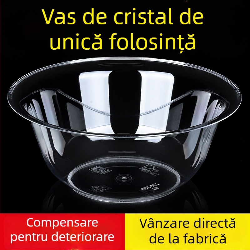 Bol din plastic de unică folosință, rotund, capacitate 300-400 ml, pachet de 50 bucăți, origine locală