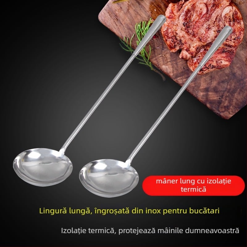 Lingură de bucătărie Dongsheng, cu mâner lung din oțel inoxidabil 210, pentru servire și prăjire