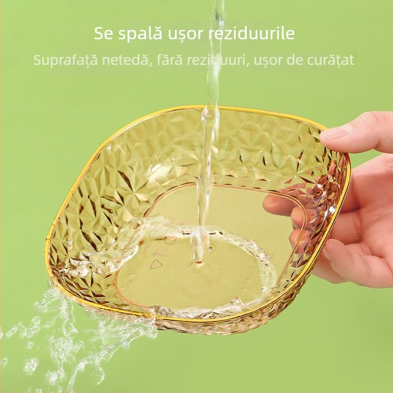 Farfurie pentru oase, alimentară, pătrată, din plastic, suprafață electroplacată, stil ușor luxos, model solid